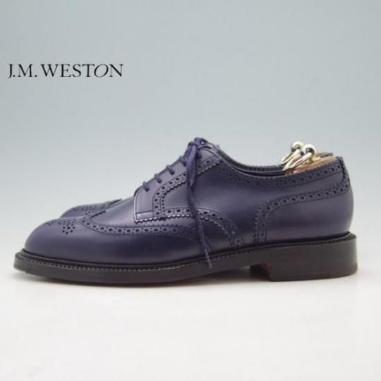 新品★JM.ウェストン 7.5D【貴重★フルブローグ/紺】カーフ/紺/メンズ/ウエストン/WESTON★a122