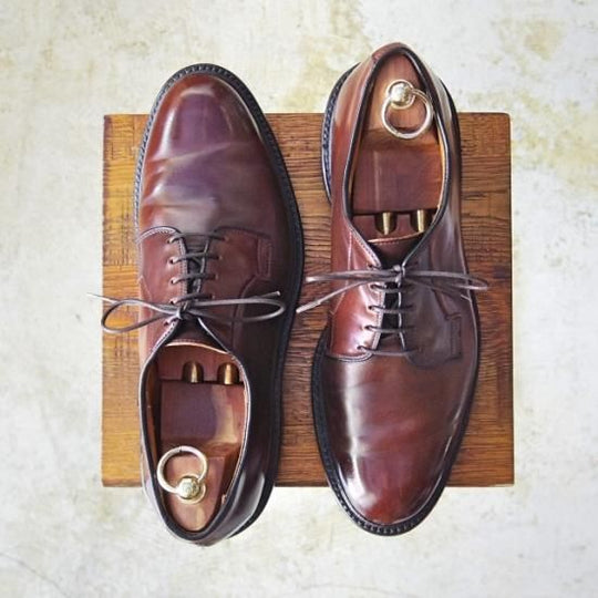 美品★(米)アレンエドモンズ 9.5C【定価15万円以上★コードバン仕様/Leeds】プレーントゥ/赤系/メンズ/ALLEN EDMONDS★a904