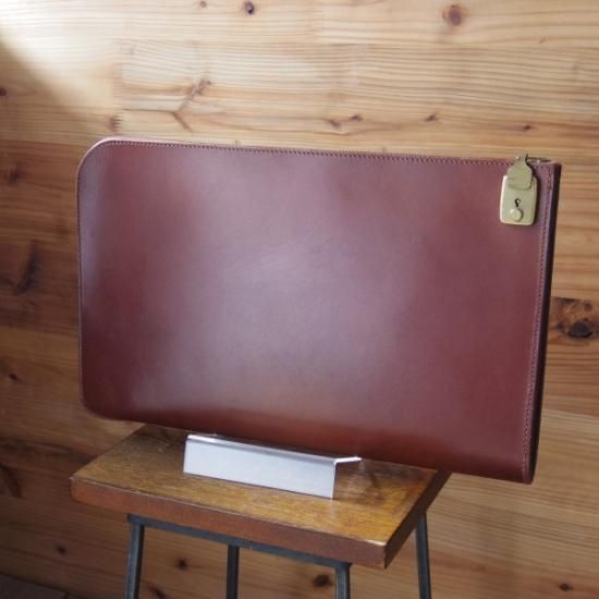 美品★クラッチバッグ【★英国/イギリス製】カーフ レザー/茶/メンズ ビジネス バッグ★N4812