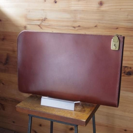 美品★クラッチバッグ【★英国/イギリス製】カーフ レザー/茶/メンズ ビジネス バッグ★N4812