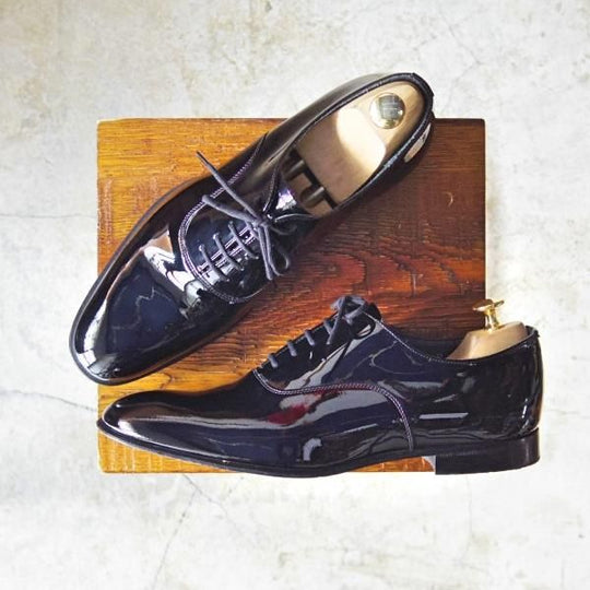 美品★チャーチ 75F/UK7.5【★パテントレザー/ALASTAIR】プレーントゥ/4都市ロゴ/Church's★c651