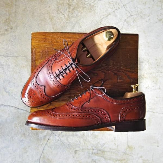 美品★(米)アレンエドモンズ 8C【★フルブローグ/Fairhaven】カーフ/茶/メンズ/ALLEN EDMONDS★c718