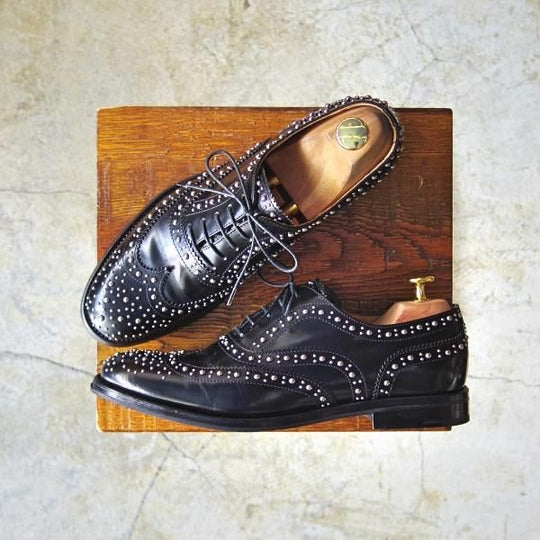 美品★チャーチ(レディース) SIZE 38【★バーウッド/BURWOOD MET/スタッズ】ポリッシュドバインダーカーフ/フルブローグ/Church's★c785