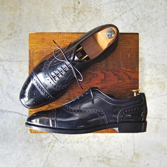 極上★(米)アレンエドモンズ 7E【定価¥75,900-★Strand/ストランド】セミブローグ/カーフ/黒/ALLEN EDMONDS★c988