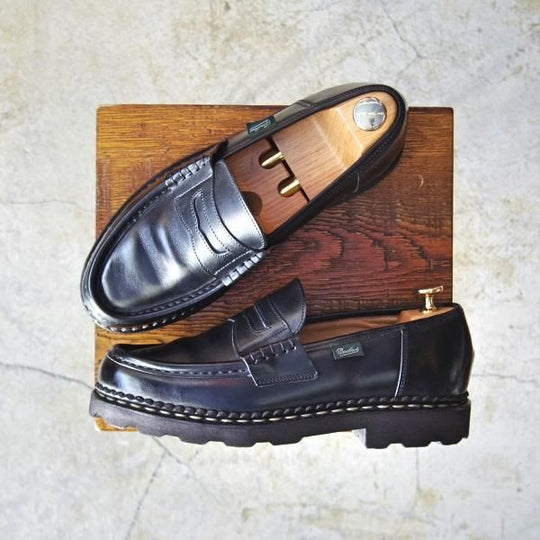 極上★パラブーツ SIZE 6.5【★ランス/REIMS】リスレザー/マルシェソール/コインローファー/黒/Noir/メンズ/Paraboot★d126