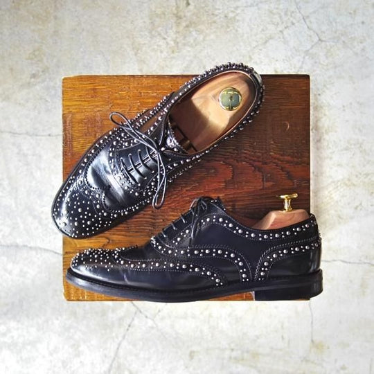 ★チャーチ(レディース) SIZE 37【定価¥103,680★バーウッド/BURWOOD MET/スタッズ】ポリッシュドバインダーカーフ/フルブローグ/黒/Church's★d162