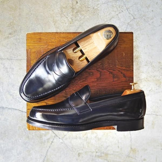 美品★(英)チーニー 7F【定価¥73,440-★HUDSON/ハドソン/コインローファー】5203ラスト/カーフ/黒/メンズ/CHEANEY★d174