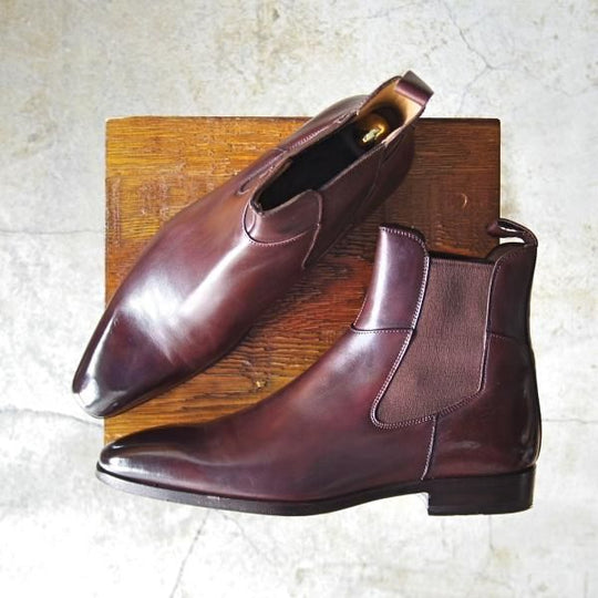 美品★(伊)サントーニ SIZE 5【定価10万円程度★サイドゴアブーツ/7595】カーフ/濃茶/メンズ/Santoni★d191