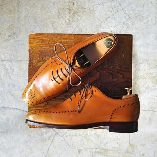 極上★(スペイン製)カルミナ SIZE 6.5【★ISETAN MEN'S/伊勢丹メンズ取扱い】80453/ホールカット/茶/カーフ/メンズ/CARMINA★d200