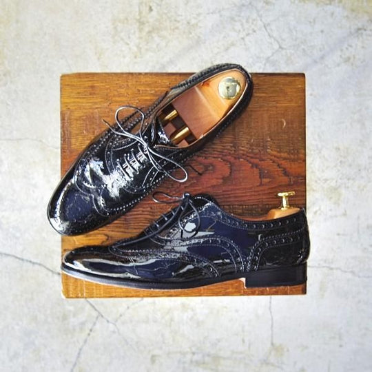 極上★チャーチ(レディース) SIZE 37【★バーウッド/BURWOOD 3W】パテントレザー/フルブローグ/ウイングチップ/黒/Church's★d237