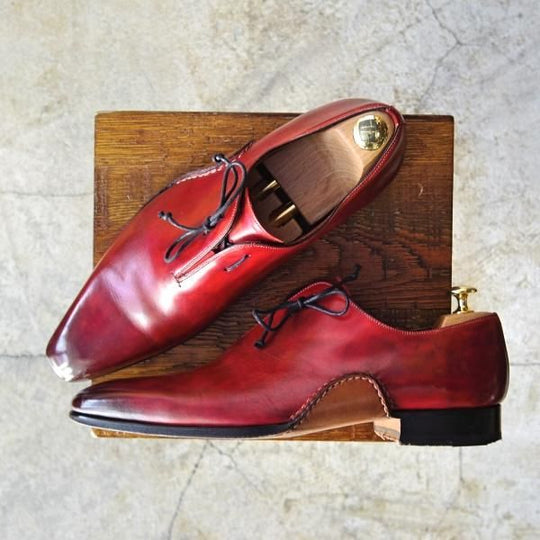 美品★(スペイン製)マグナーニ SIZE 42【★オパンケ/ボロネーゼ製法】ホールカット/赤系/カーフ/MAGNANNI★d278