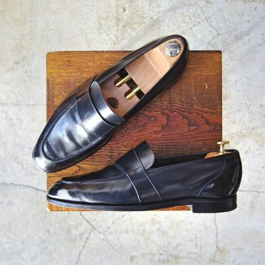 ★クロケット&ジョーンズ 7.5E 【★(英)ジョージクレバリー別注/GEORGE CLEVERLEY】ローファー/カーフ/黒/Crockett&Jones★d288