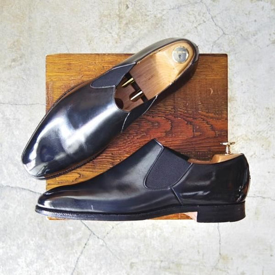 極上★クロケット&ジョーンズ 9D【貴重★サイドゴアシューズ/スリッポン】カーフ/黒/メンズ/Crockett&Jones★d321