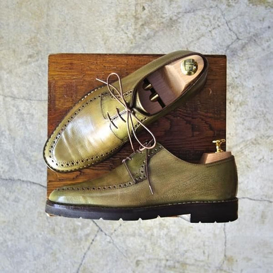 極上★(仏)ベルルッティ SIZE 6.5【★パフォーレーション/Uチップ】緑/グレインレザー/Berluti★d341