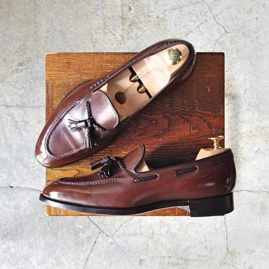 美品★三陽山長 SIZE 6.5【定価¥73,440-★鹿三郎/ROKUSABURO】R2010ラスト/タッセルローファー/カーフ/濃茶/メンズ/SanyoYamacho★d862