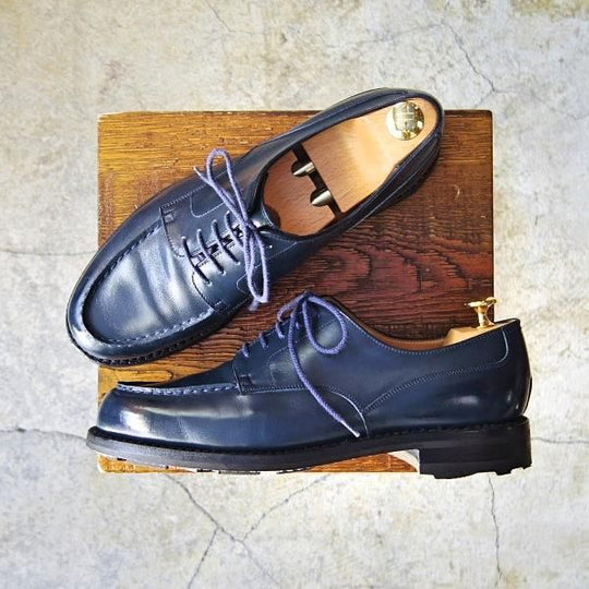 美品★J.M.ウェストン 7D【定価¥126,500-★ゴルフ/GOLF】641/31ラスト/Uチップ/ボックスカーフ/BLUE/紺/Weston/ウエストン★e551