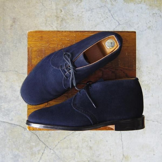 美品★トリッカーズ SIZE 6【貴重★ドレスライン/St James Collection】5156/チャッカブーツ/スエード/紺/メンズ/Tricker's★e596