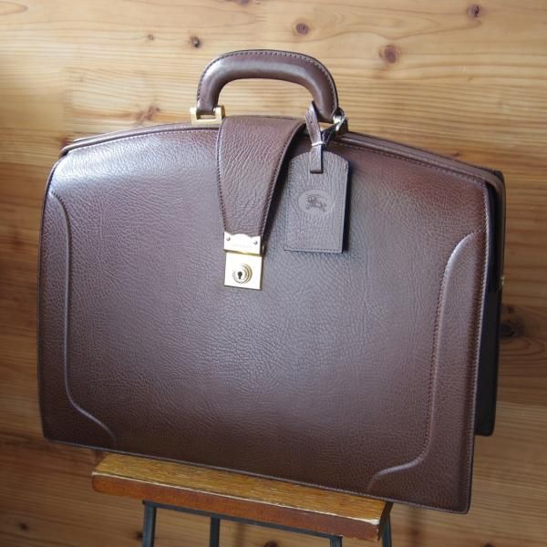 極上★(英)バーバリー/Burberry【貴重★レザー/ダレスバッグ】メンズ/ビジネス/バッグ/ブリーフケース/濃茶/革/鞄★N5631