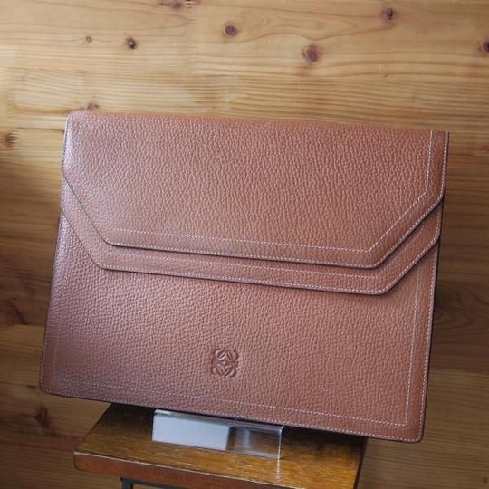 極上★(スペイン)ロエベ/LOEWE【★ドキュメントケース/クラッチバッグ】レザー/メンズ&レディース/ビジネス/バッグ/茶/革/鞄★N5639