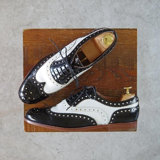 極美品★チャーチ(レディース) SIZE 36.5【★BURWOOD 3W/フルブローグ】白×黒/カーフ×ポリッシュドバインダーカーフ/Church's★h236