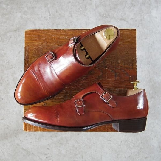 極上★シェットランドフォックス SIZE 6【定価¥70,400-★ケンジントン2/シャドウステッチ仕様/014F】ダブルモンク/茶/Shetlandfox★h560