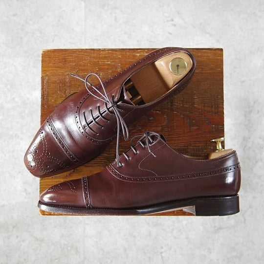 極上★(スペイン製)TLB Mallorca/ティーエルビー SIZE 5.5【定価¥67,100-★(上級)Artistaコレクション/130】セミブローグ/濃茶★h865
