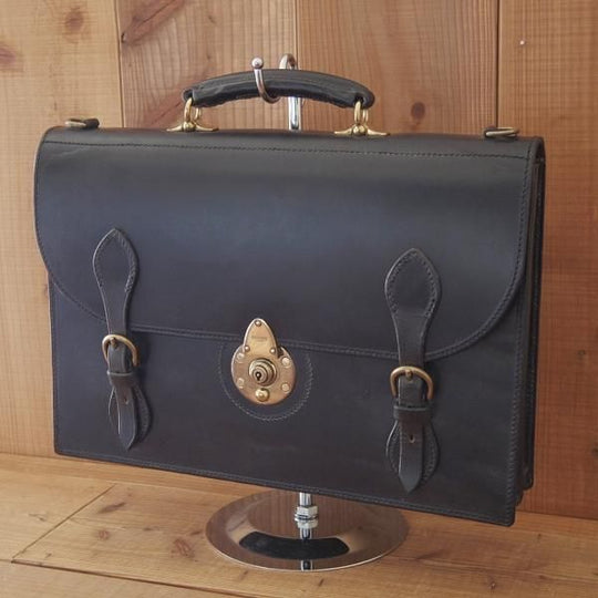 ★(英)W&H GIDDEN【現行価格30万円程度★ブライドルレザー仕様/ブリーフケース】メンズ/ビジネス/バッグ/黒/革/鞄/WHギデン★N5802