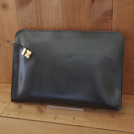 極美品★(英)パップワース/PAPWORTH【英国製★レザー/クラッチバッグ】ドキュメントケース/メンズ&レディース/バッグ/黒/革/鞄★N5817