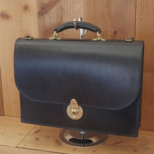 極上★(英)W&H GIDDEN【貴重★シュナイダーブーツ買収前の製品/ブライドルレザー】ブリーフケース/ビジネス/バッグ/黒/鞄/WHギデン★N5819