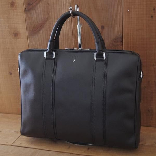 美品★(伊)SERAPIAN/セラピアン【定価15万円以上★サフィアーノレザー/ブリーフケース】バッグ/メンズ/ビジネス/濃茶/革/鞄★N5839