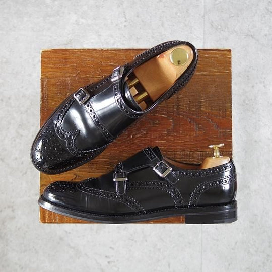極美品★チャーチ(レディース) SIZE 36【定価¥181,500-★LANA R/ダブルモンク】ポリッシュドバインダーカーフ/黒/Church's★j844