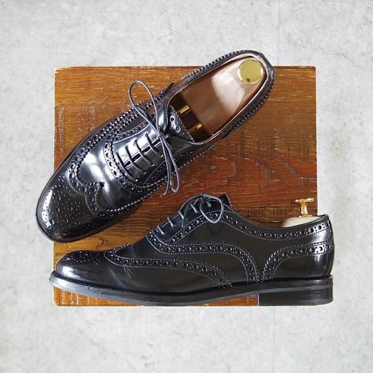 美品★チャーチ(レディース) SIZE 38【定価¥176,000-★バーウッド/BURWOOD WG】ポリッシュドバインダーカーフ/黒/Church's★j967