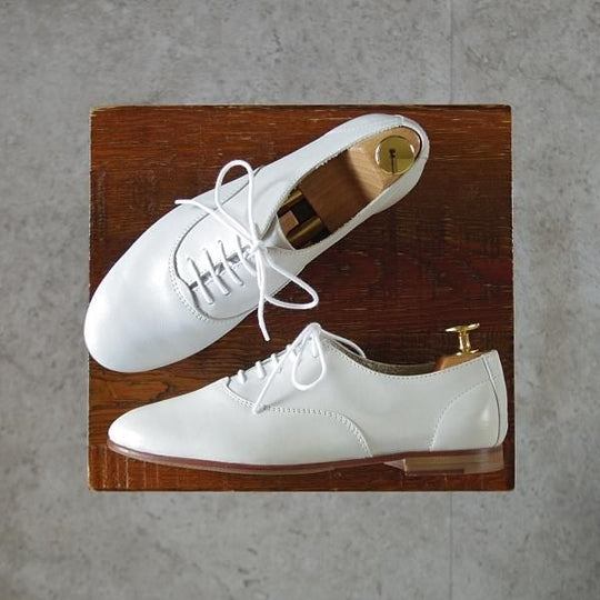 極美品★(仏)agnes b./アニエスベー(レディース) SIZE 36【★プレーントゥ/白】オックスフォードシューズ/カーフ★k059