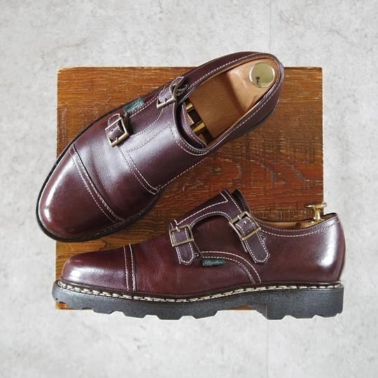 美品★パラブーツ SIZE 5.5【定価¥82,500-★ウィリアム/WILLIAM】マルシェソール/ダブルモンク/リスレザー/CAFE/濃茶/Paraboot★k172