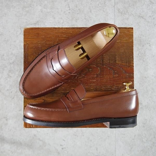 極上★J.M.ウエストン 5C【現行定価¥137,500-★180/コインローファー】41ラスト/ボックスカーフ/茶/Weston/ウェストン★k326