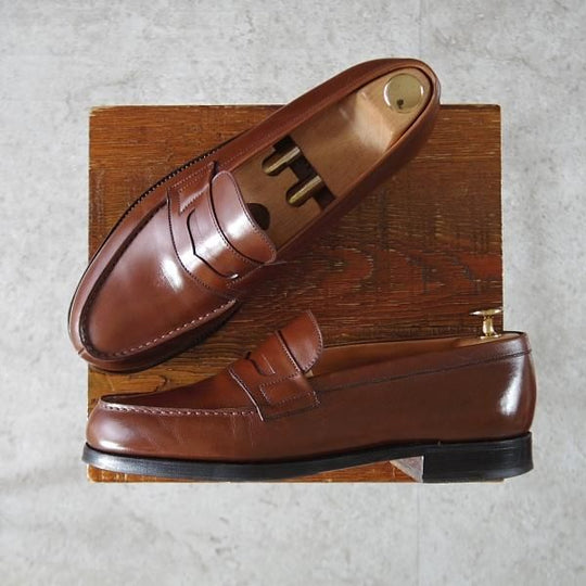 極上★J.M.ウエストン 6.5C【現行定価¥137,500-★180/コインローファー】41ラスト/ボックスカーフ/TAN/茶/Weston/ウェストン★k353