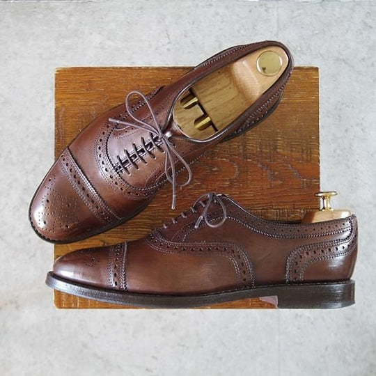 極上★(米)アレンエドモンズ 8D【貴重★ブルックスブラザーズ別注/BROOKS BROTHERS】セミブローグ/カーフ/濃茶/ALLEN EDMONDS★k457