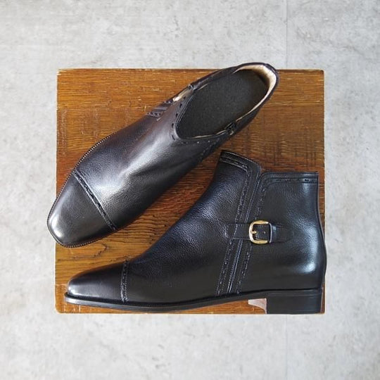 未使用★(伊)タニノクリスチー(レディース) SIZE 35.5【定価15万円以上★サイドジップブーツ】グレインレザー/黒/TANINO CRISCI★k866