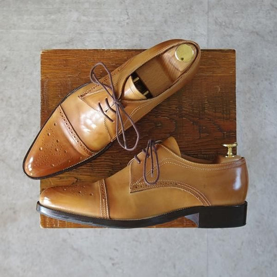 ★(伊)ブランキーニ・カルツォレリア(レディース) SIZE 37程度【最上級ライン★BRANCHINI CALZOLERIA】セミブローグ/カーフ/薄茶★l020