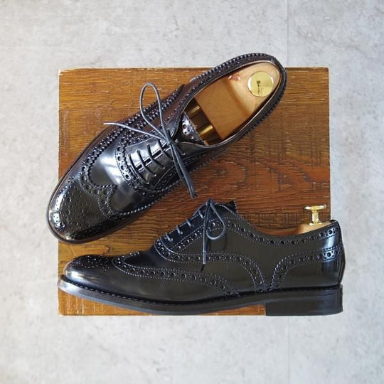 極美品★チャーチ(レディース) SIZE 37【定価¥176,000-★バーウッド/BURWOOD WG】ポリッシュドバインダーカーフ/黒/Church's★l033