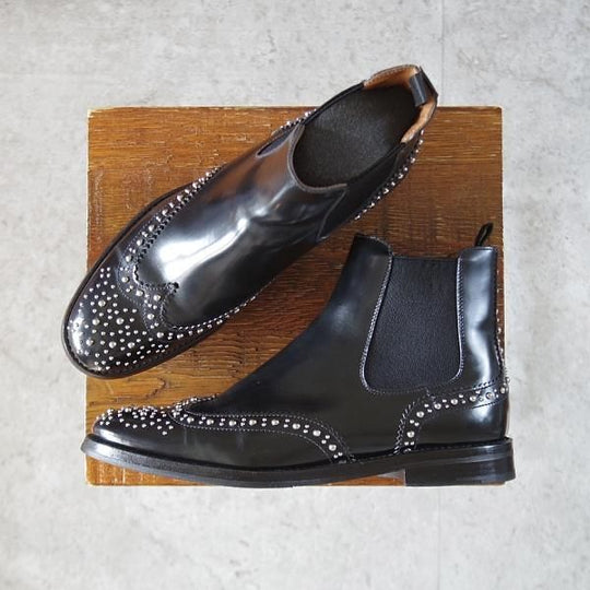 極上★チャーチ(レディース) SIZE 36.5【定価¥198,000-★KETSBY MET/サイドゴアブーツ/スタッズ】黒/Church's★l264