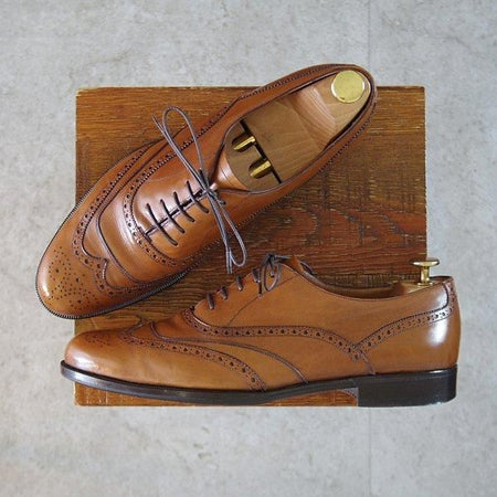 極上★エドワードグリーン 8E【貴重★Britalians別注/フルブローグ】カーフ/茶/メンズ/EDWARD GREEN★l550