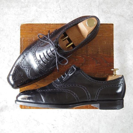 極上★エドワードグリーン 8D【★イミテーションブローグ/INVERNESS】888ラスト/カーフ/黒/メンズ/EDWARD GREEN★l584