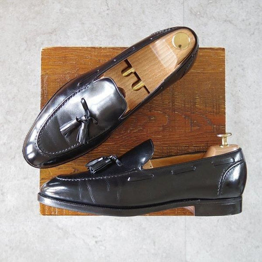 極上★クロケット&ジョーンズ 8F【貴重★(英)ニュー&リングウッド別注/New&Lingwood】タッセルローファー/黒/Crockett&Jones★l609