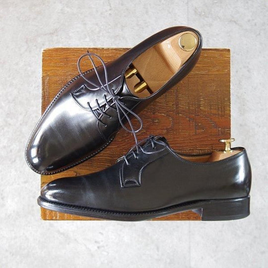 極上★平和堂靴店 SIZE 26【小笠原シューズ製★ハンドソーンウェルテッド製法/プレーントゥ】カーフ/黒/メンズ★l610