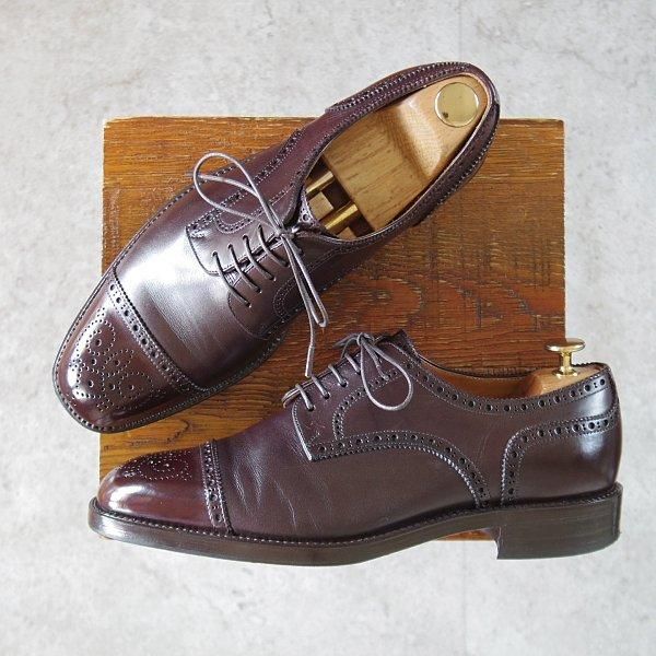 極上★銀座ヨシノヤ SIZE 26【小笠原シューズ製★ブラックラピド製法/セミブローグ】カーフ/濃茶/メンズ★l611