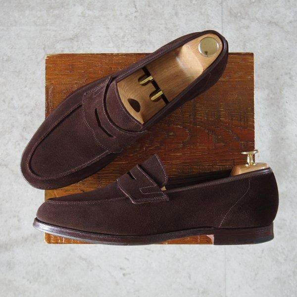 美品★クロケット&ジョーンズ 8.5E【同系モデル定価9万円以上★RICHMOND/314ラスト】コインローファー/濃茶/Crockett&Jones★l615