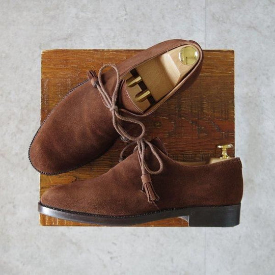 極上★(仏)ベルルッティ SIZE 5.5【貴重★グッドイヤーウェルテッド製法/Vフロント】プレーントゥ/スエード/濃茶/メンズ/Berluti★l668