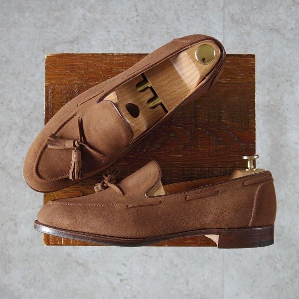 極美品★トリッカーズ 8.5E【貴重★AVON HOUSE別注(70's〜80's)/エーボンハウス】タッセルローファー/スエード/茶/メンズ/Tricker's★l677
