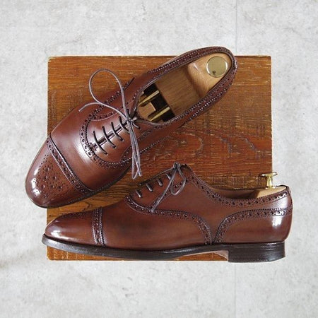 ★エドワードグリーン 6E【現行定価¥217,800-★カドガン/CADOGAN/202ラスト】セミブローグ/カーフ/濃茶/メンズ/EDWARD GREEN★l704